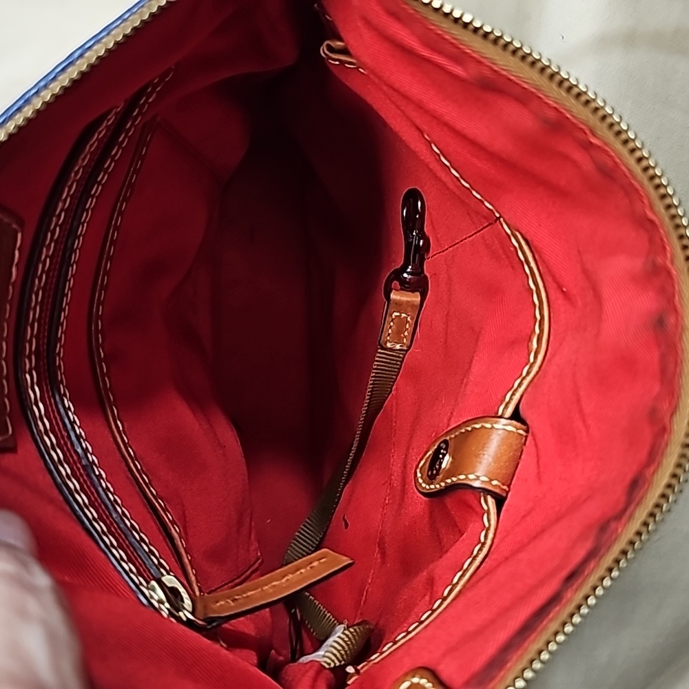 Dooney & Bourke Navy Blue Leather Crossbody with Brown Trim - Picture 6 of 7